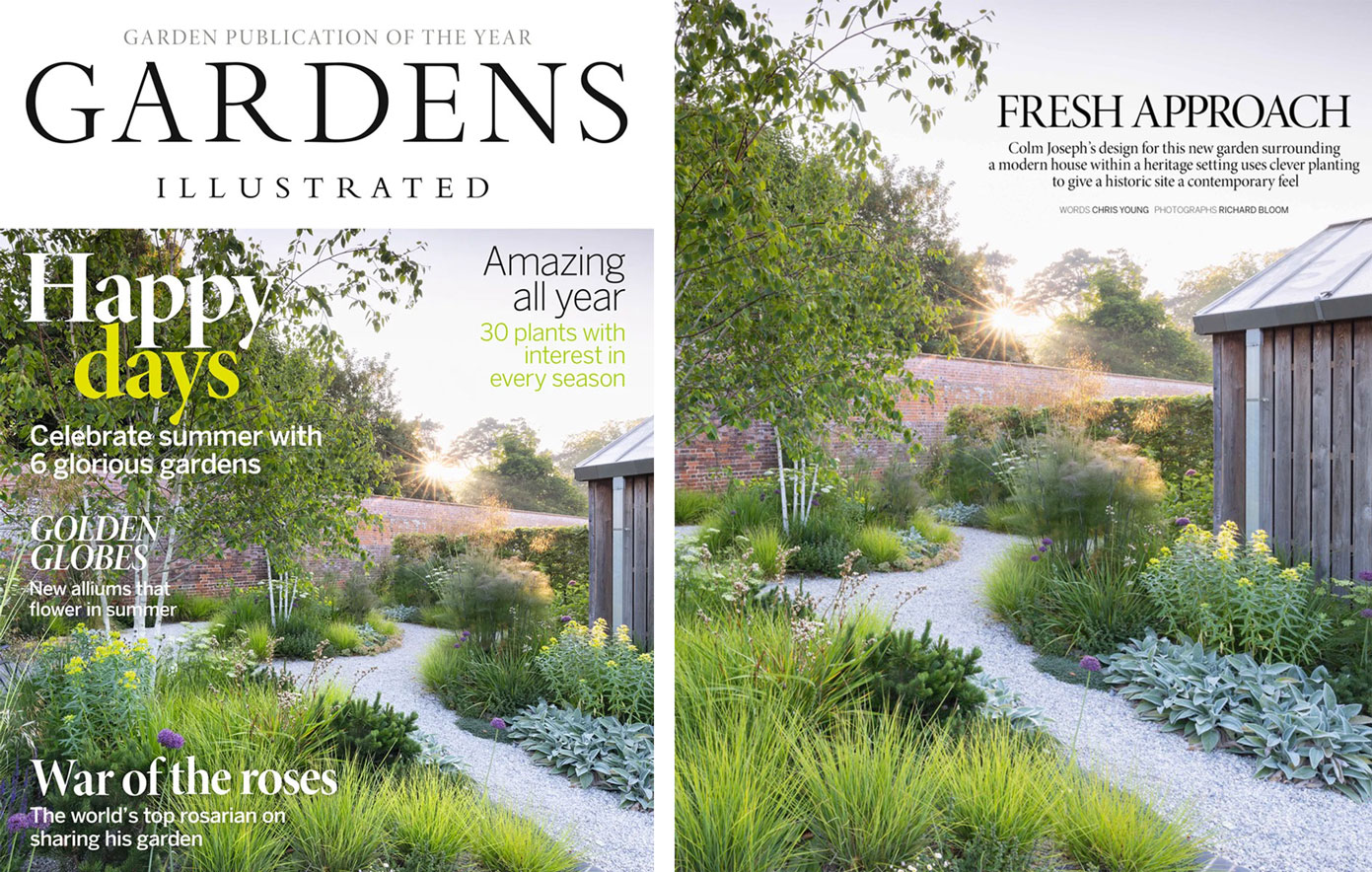 Colm Joseph garden designer suffolk walled garden gardens illustrated magazine front cover June 2024